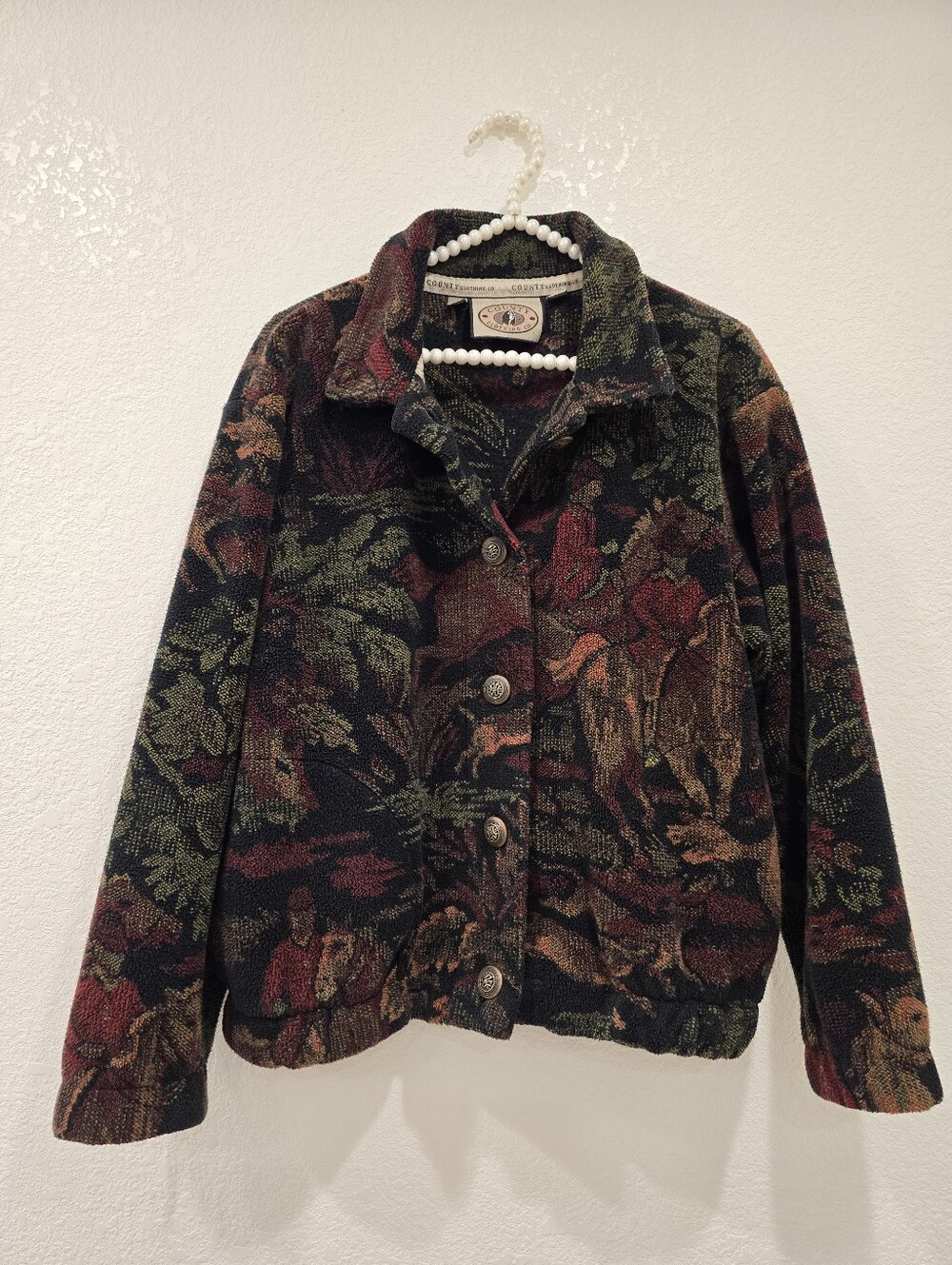 vintage 1990s County Clothing Co. equestrian themed fleece button-up jacket S
